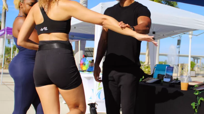 Guest chat with vendors at FITMIX FEST