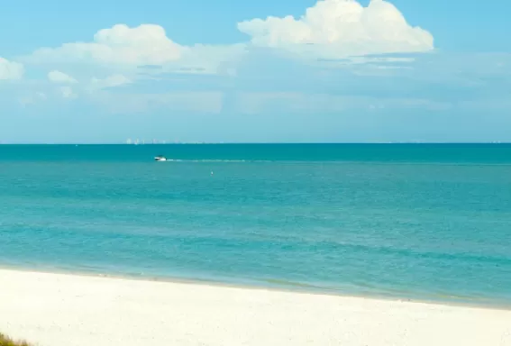 A beautiful white-sand beach on Sanibel Island